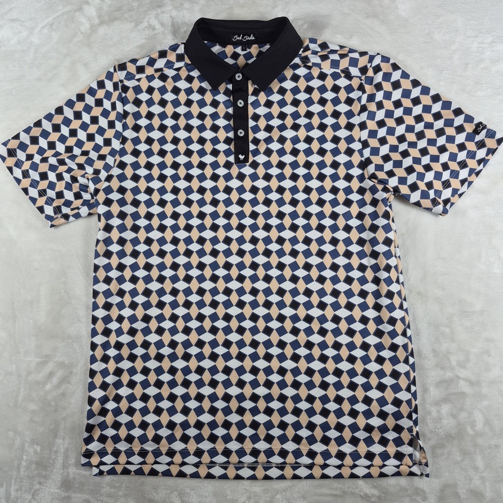 Bad Birdie Polo Shirt Men's Large Performance Golf Geometric Pattern Comfort
